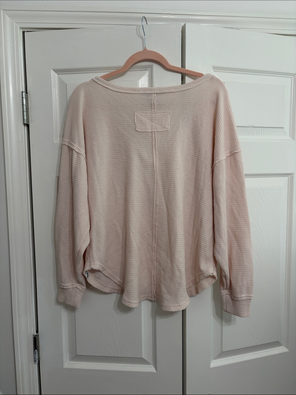 JoyLab Waffle Henley Long Sleeve Top - Pale Blush - Picture 2 of 2